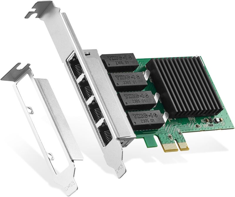 Binardat 4 Port Gigabit PCIe Network Adapter, Realtek RT8111H Controller 1000/100Mbps Ethernet LAN NIC Card for Windows/Linux/Mac - Image 1